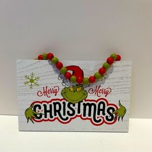 Super Cute Grinch Wooden “Merry Merry Christmas” Sign- NWT
